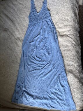 Aerie blue crocheted maxi dress size xs